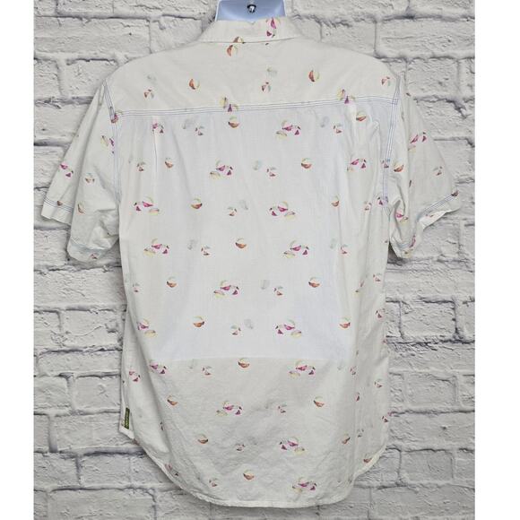 Tommy Bahama Cream and Pink Casual Button Down Shirt - Picture 2 of 16